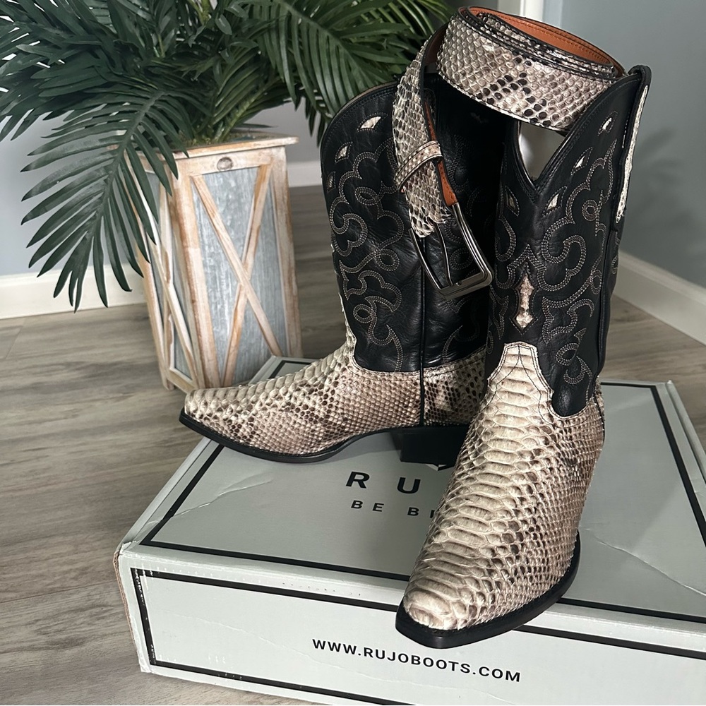 Rujo Snakeskin Cowboy Boots and matching belt